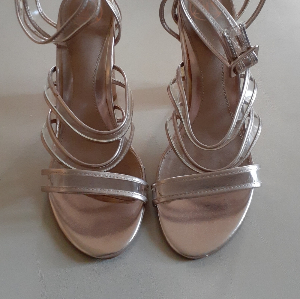 Misguided clear & Tan Womens High Heels  Shoes Size 8